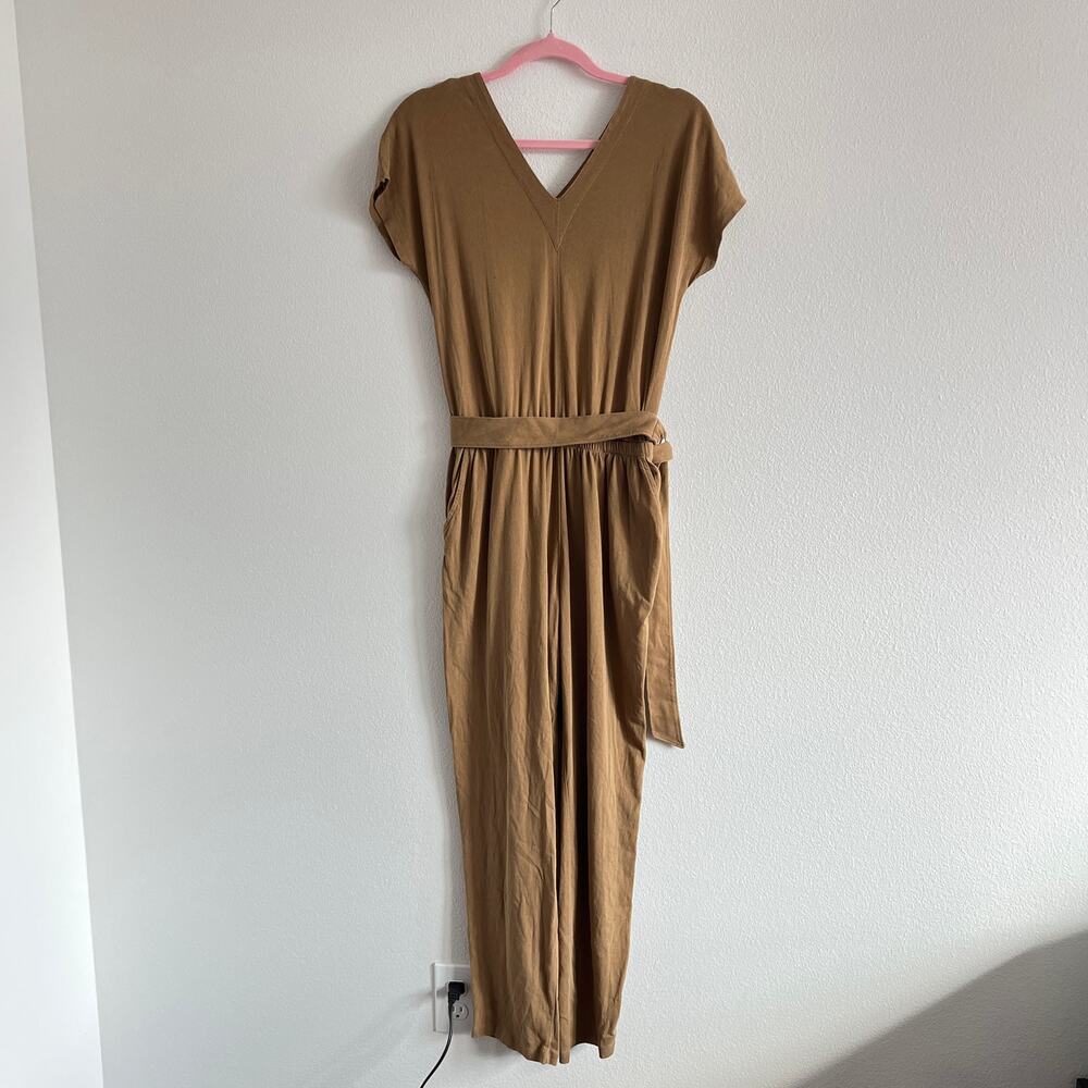ATM Camel V-Neck Maxi Jumpsuit S Quiet Luxury Minimalist Essential Neutral Girl